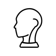 Poster - Outline drawing of a mannequin head in profile with a simple base and minimalist aesthetic design use case