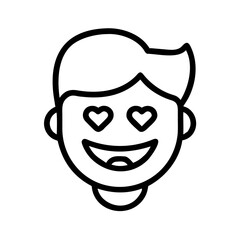 Poster - Outline drawing of a person with heart eyes and a big smile expressing feelings of love and joy