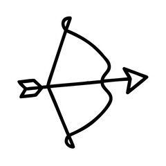 Poster - Simple graphic showing a bow and arrow ready to be shot with a white background displayed here