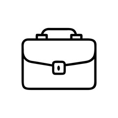 Poster - A simple line drawing of a closed briefcase with a handle and a clasp in the center front side