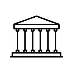 Poster - Simple line drawing of a building facade with columns and a triangular roof structure design element