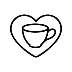 Poster - Cup of coffee inside a heart shape outline showing love for coffee and hot beverages design element