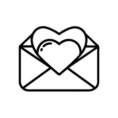Poster - Open envelope outline containing a heart shape for sending love and affection to someone special today