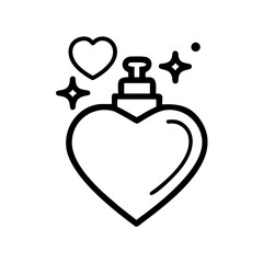 Poster - Heart shaped bottle with pump and floating hearts and stars creating a lovely design element