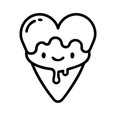 Poster - A delightful heart shaped dessert with a cone and a charming smile, dripping with sweet goodness and joy