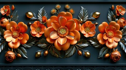 Poster - Intricate floral patterns flourish against a soothing green backdrop showcasing exquisite design and craftsmanship that elevate any decorative space with elegance and charm.