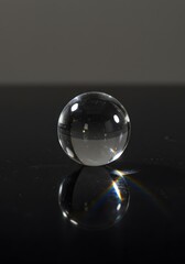 Poster - A captivating transparent sphere showcases light refraction, resting on a sleek, reflective surface.