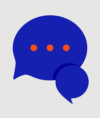 Poster - Blue Dialog Speech Bubbles White Background. Communication chat concept.  Vector illustration