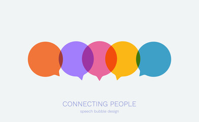 Poster - Abstract Illustration with Colorful Dialog Speech Bubbles and Text on White Background. Communication concept.  Vector illustration