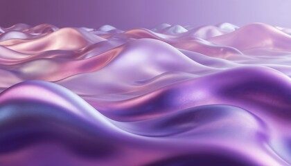 Fototapete - Ethereal waves of vibrant purple and pink hues create a mesmerizing, fluid texture. This abstract, futuristic background features iridescent, holographic qualities with smooth, satin-like curves.