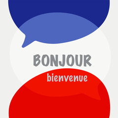 Poster - France Flag Speech Bubble. French Language design concept. Design element for web, app, banner etc. Vector Illustration.