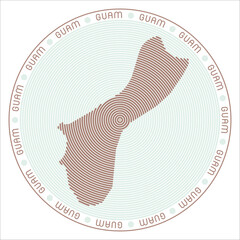 Poster - Guam round logo design. Country shape build of rings. Guam text around the country. Vector Illustration.