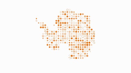 Poster - Antarctica dotted animation. Shape of the country build of pulsating colored dots. Large size circle blocks. Digital style map on white background. Beautiful video.