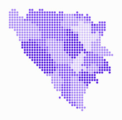 Poster - Bosnia and Herzegovina dotted map. Digital style map of the country on white background. Bosnia and Herzegovina shape with circle dots. Colored dots style. Large size circles.