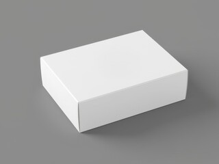 Poster - A simple rectangular white box sitting on a plain gray surface in a studio environment setting