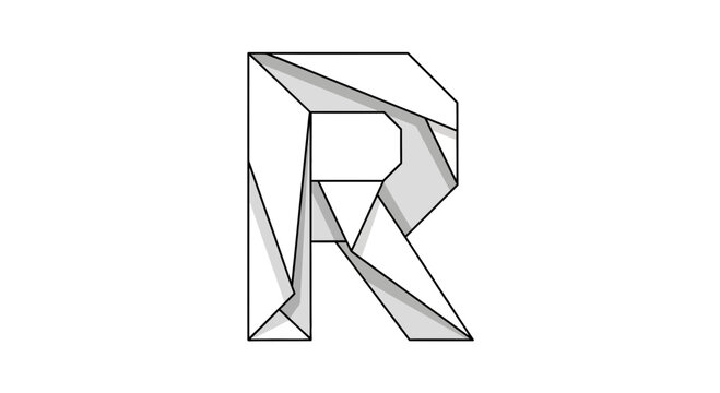 Vector geometric letter r logo design, modern polygon style initial r, abstract letter r vector illustration art