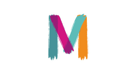 Poster - Vector colorful brush stroke letter m logo design vector illustration template for branding and creative art