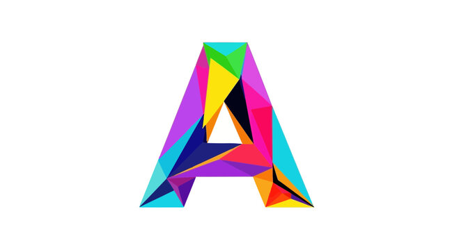 Vector letter a geometric design colorful triangles alphabet vector illustration modern art graphic design concept
