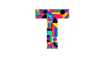 Poster - Vector abstract geometric letter t design colorful shapes and patterns for modern art and creative designs ideas