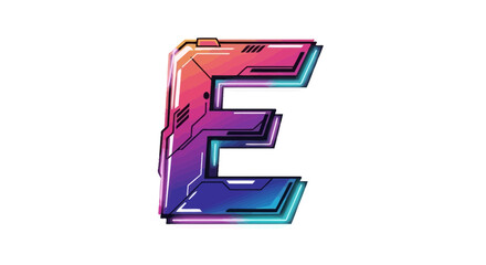 Aufkleber - Vector download futuristic letter e vector illustration, cyberpunk font, alphabet design, modern typography, e logo