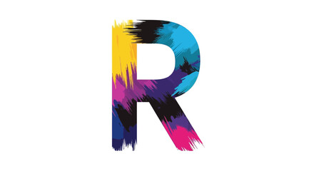 Aufkleber - Vector letter r colorful brush stroke design, artistic r typography, r initial logo, paint splatter r design vector