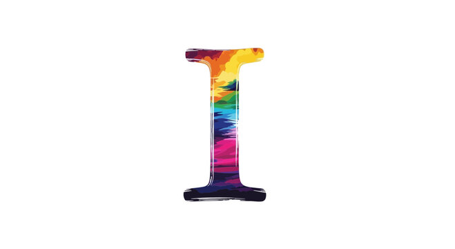 Vector letter i colorful design, alphabet initial i, vibrant watercolor i, artistic letter i design, rainbow i art