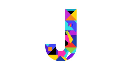Aufkleber - Vector letter j geometric shapes design colorful mosaic pattern alphabet typography modern art vector graphic image
