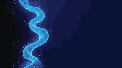 Poster - Abstract blue wavy glowing lines with particle effects against dark blue background.