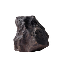 Poster - Rough Dark Stone with Unique Texture and Organic Shape, Isolated on White Background for Creative Projects