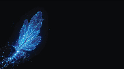 Poster - Digital dragonfly illustration a beautiful glowing futuristic design on black background.