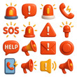 © Innovator587 - Emergency 3d icon set. featuring siren, alert, sos, phone, help, megaphone, email, notification, more.