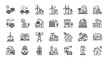 © BUDENGRMX - Vector Icons Set of Colorful line art icon set for renewable energy power plants and environmental technology. EPS Editable