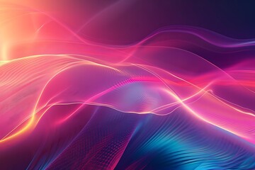 Poster - Abstract flowing waves background with vibrant neon colors and dynamic light effects
