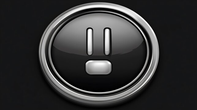 A glossy, metallic button with a double vertical line and a horizontal bar.