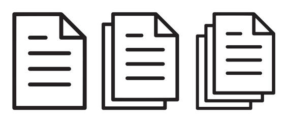 Poster - document icon set. paper symbol with single and multiple page. symbol collection. document line icon. paper document icons. file symbol. vector illustration