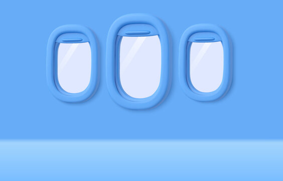 3d Airplane windows background in vector illustration. Vector illustration