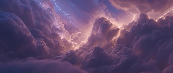 Wall Mural - Anamorphic video thunderstorm, cumulonimbus clouds in the sky