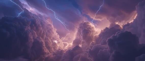 Wall Mural - Anamorphic video thunderstorm, cumulonimbus clouds in the sky