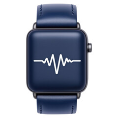 Poster - Smartwatch with Heartbeat Graph on Blue Strap Design isolated on transparent background.
