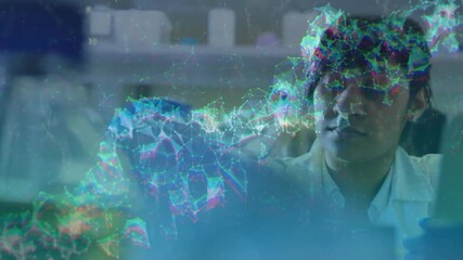 Aufkleber - Lab scientist studying screen triggers holographic network revealing breakthrough insight