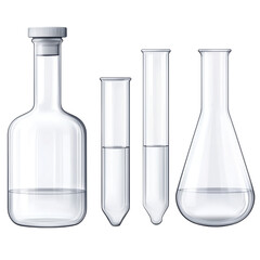 Poster - Clear Laboratory Glassware Set for Chemical Experiments isolated on transparent background.