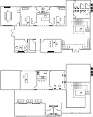 Naklejka na meble vector sketch illustration silhouette architectural design section view interior plan site plan layout modern simple house 