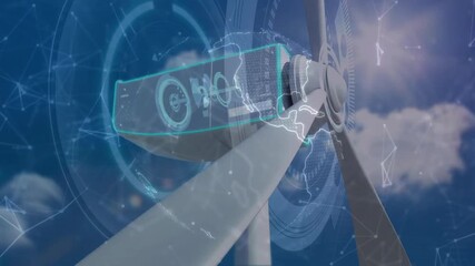 Poster - UI appearing over turbine nacelle starting blades rotating and map pulsing showing energy data
