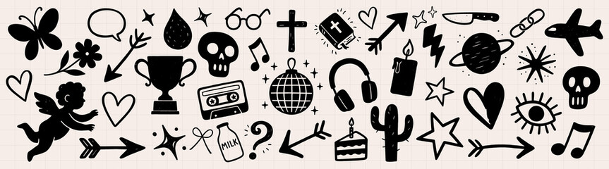 Poster - Eclectic black icon collection, element vector set