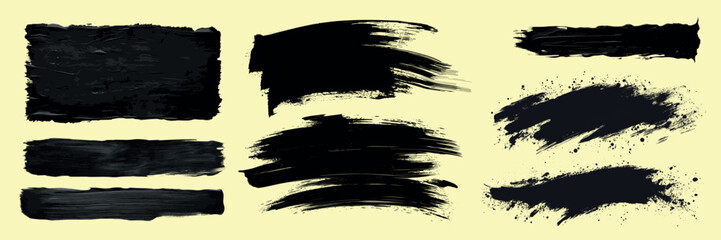 Poster - Abstract black brush strokes, vector set