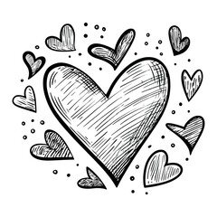 Poster - Heart hearts illustration doodle vector