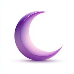 Fototapete - 3D Purple Crescent Moon on White Background