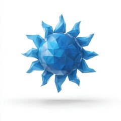 Poster - Abstract Blue Low Poly Sun Design on White Background