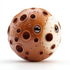 Poster - Abstract Brown and Off White Textured Sphere with Cartoon Eyes 3D Render