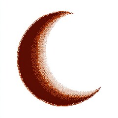 Poster - Abstract Brown Pixelated Crescent Moon on White